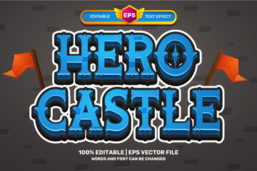 hero castle comic cartoon movies Bold 3D Editable text Effect Style