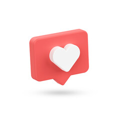 red heart shaped box 3d with shadow