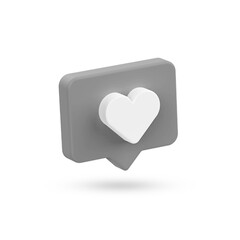 grey heart shaped box 3d with shadow