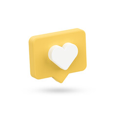 yellow heart shaped box 3d with shadow