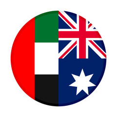 round icon of united arab emirates and australia flags. vector illustration isolated on white background