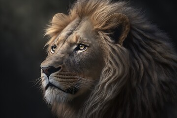 close-up of a lion, Generative AI