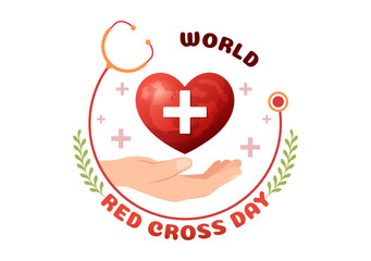 World Red Cross Day on May 8 Illustration to Medical Health and Providing Blood In Hand Drawn for Web Banner or Landing Page Templates