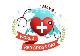 Obraz premium World Red Cross Day on May 8 Illustration to Medical Health and Providing Blood In Hand Drawn for Web Banner or Landing Page Templates
