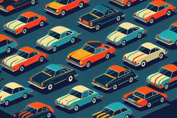 Illustration of cars pattern on pastel background, Generative AI. - 578597639