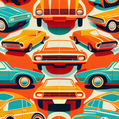 Illustration of cars pattern on pastel background, Generative AI. - 578597863