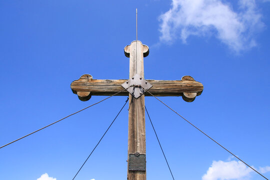 A close up from the summit cross at Wiedersbergerhorn mountain, Tyrol - Austria