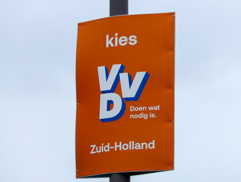 Netherlands, March 2023 -Board with election posters for the provincial and water board elections