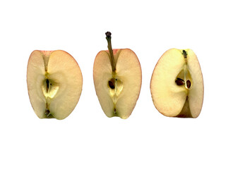 three pieces of apple