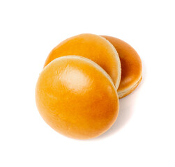 Burger Bun Isolated, Hamburger Bread, Empty Whole Burger Bun on White Background