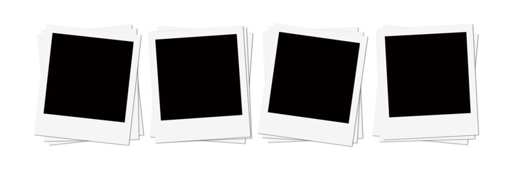 Isolated White Polaroid Photo Frame Stack