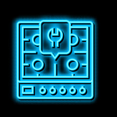gas cooktop repair neon glow icon illustration