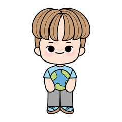 boy love earth cartoon
