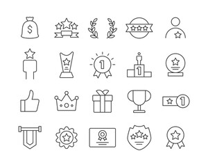 Award Icons - Vector Line. Editable Stroke.