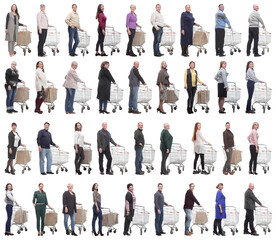 Obraz premium group of people with cart isolated on white