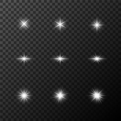 Set of sparkle stars. Vector