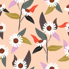 Cute hand drawn vintage floral pattern seamless  background vector illustration for fashion,fabric,wallpaper and print design
