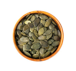 Pumpkin Seeds Isolated, Raw Pepita Grains, Scattered Green Healthy Nuts, Pumpkin Seed Group on White