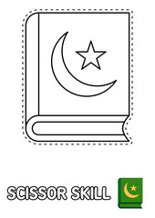 Scissor skill page with Quran for kids