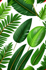 Seamless pattern with green leaves on white background. Generative AI