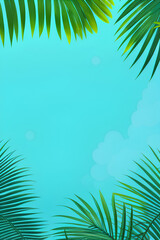 Fototapeta na wymiar Tropical retro background with palms leaves. Generative AI
