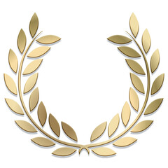 3D Gold PNG laurel wreath isolated	