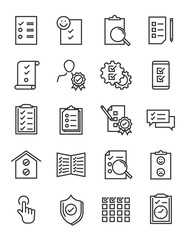 Set of checklist icon. To do list in activities. Line stroke symbol illustration. 640x640 pixel.