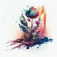 Vibrant AI-Generated Watercolor Painting of a Flower in 8K Resolution, neural network generated art.