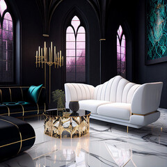 modern living room interior golden details luxury