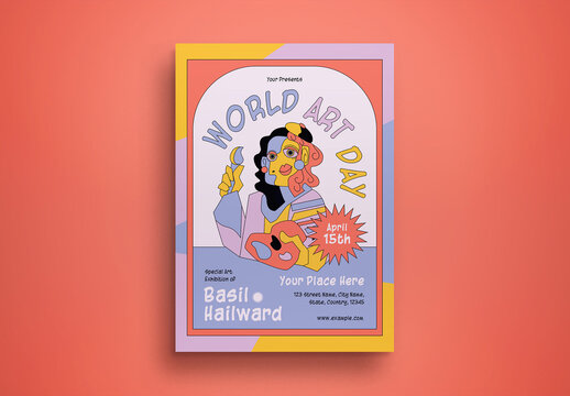 Pastel Purple Cubism Art World Art Day Flyer Layout