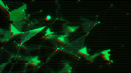Obraz premium Distortion of the structure of the digital flow of a network connection. Error in data transfer. Concept of hi tech and future. Damaged signal. 3d rendering.