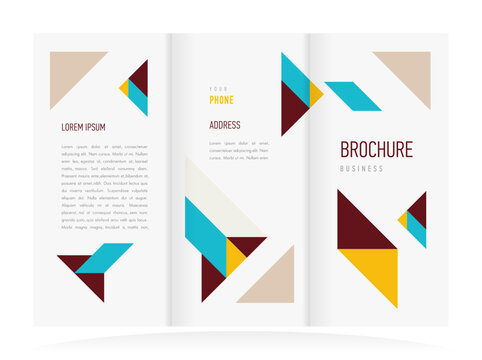 Trifold geometric abstract triangles cover design template vector