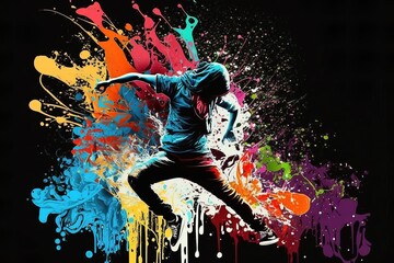 colorful art of crazy hip hop dance 8k background