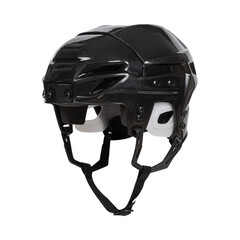 Naklejka premium Black Plastic Protective Helmet for Ice Hockey Sports Equipment on White Background