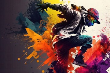 colorful art of crazy hip hop dance 8k background