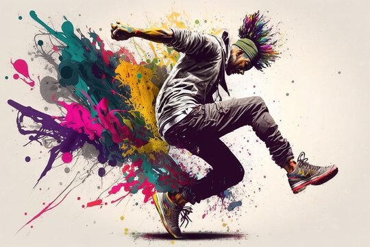 Fototapeta colorful art of crazy hip hop dance 8k background