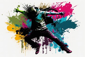 colorful art of crazy hip hop dance 8k background