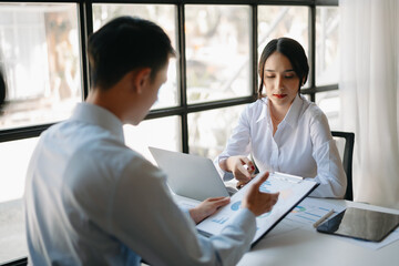 Creative managers crew working with new startup project in modern office. Team brainstorming. in office.