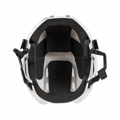 Inside white Plastic Protective Helmet for Ice Hockey Sports Equipment on White Background