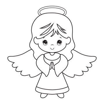 Cute little angel vector cartoon illustration
