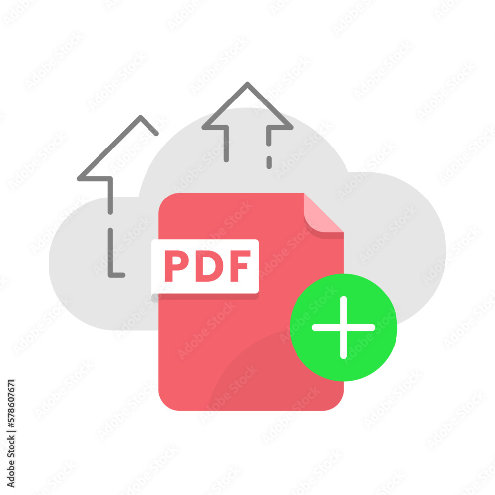 Poster upload document with pdf format file concept illustration flat design vector eps10. modern graphic e