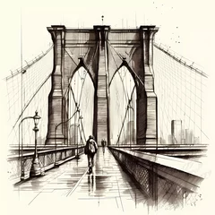 Fototapeten New York Brooklyn Bridge. Generative ai © Selda