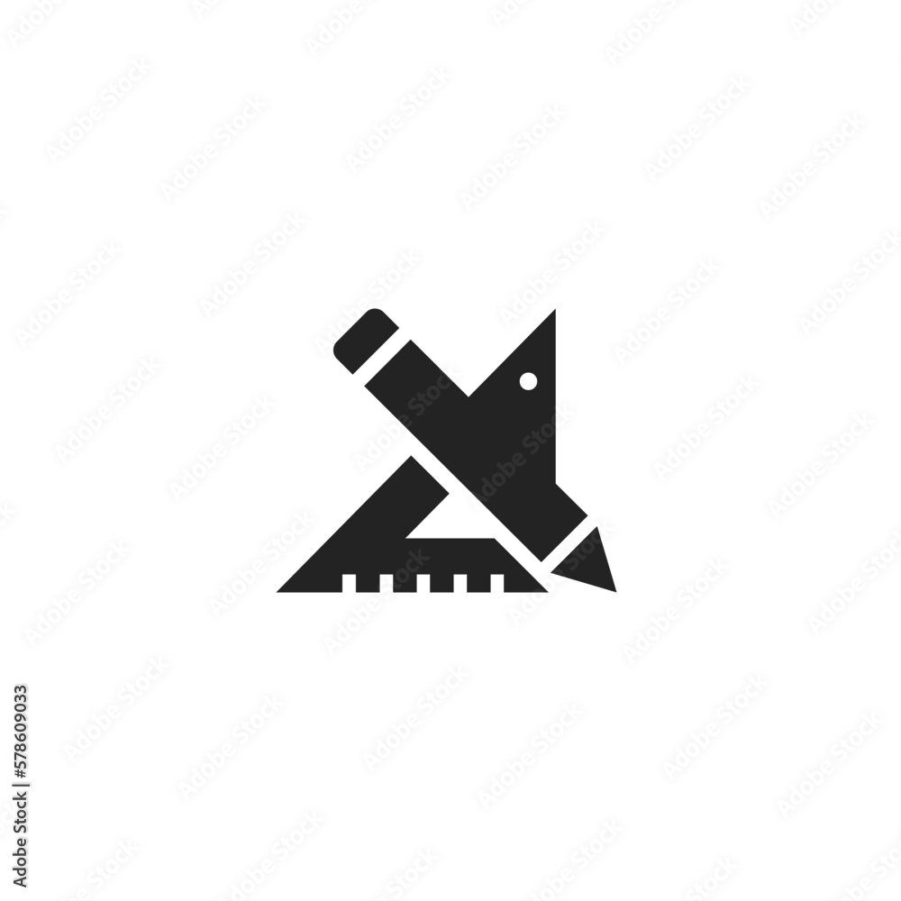 Sticker triangle ruler - pictogram (icon)