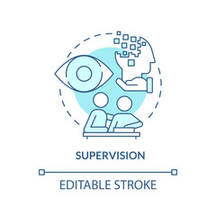 Supervision blue concept icon. Personal care and companionship service abstract idea thin line illustration. Isolated outline drawing. Editable stroke. Arial, Myriad Pro-Bold fonts used