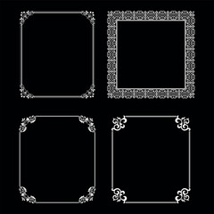 Set of decorative frames Elegant vector element for design in Eastern style, place for text. Floral black and white borders. Lace illustration for invitations and greeting cards.