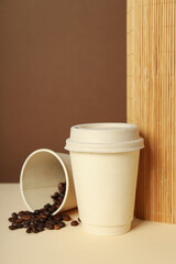 Blank paper cups, composition for delivery and take away concept