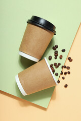 Blank paper cups, composition for delivery and take away concept