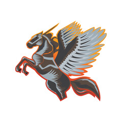 flying horse wings icon color illustration mascot vector logo design