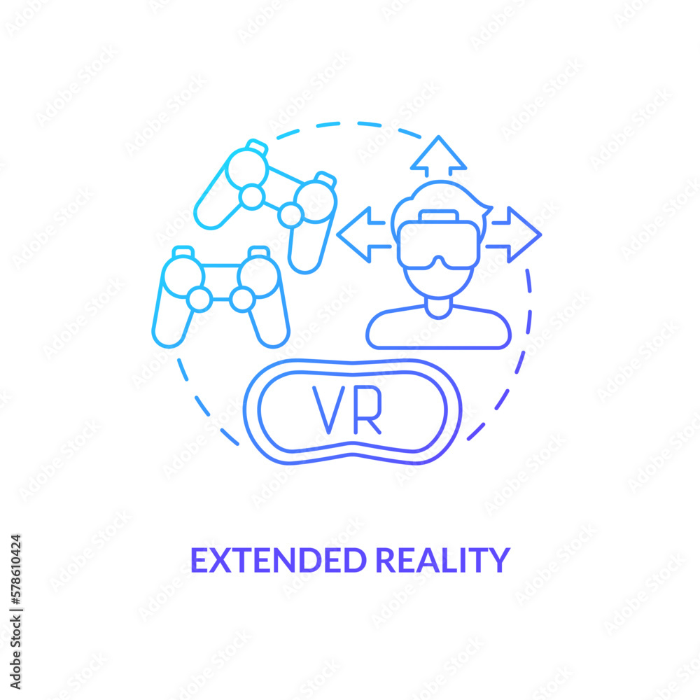 Poster extended reality blue gradient concept icon. spatial computing integration. metaverse technology abs