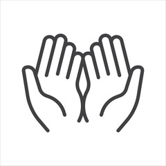 Praying Hands linear icon vector. Moslem praying hands symbol. Religion icon. Vector illustration